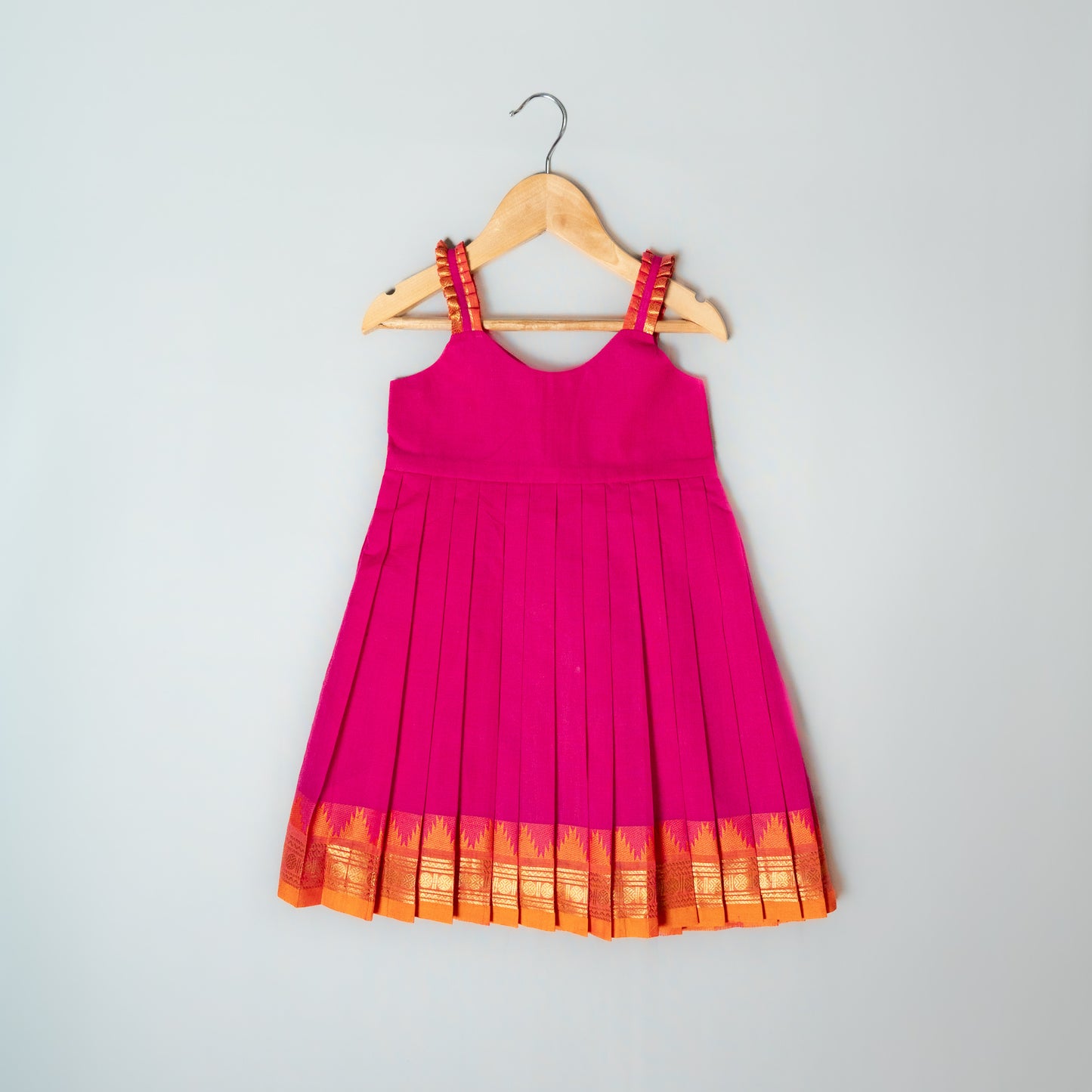 Pink And Mustard Kanchi Cotton Frock