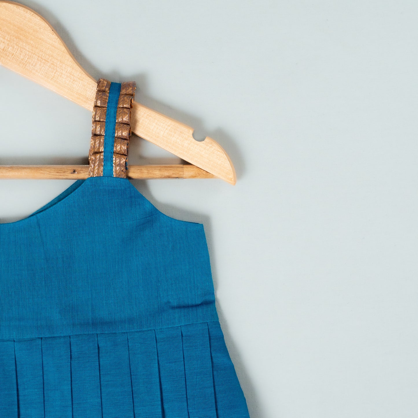 Teal Blue And Mustard Kanchi Cotton Frock