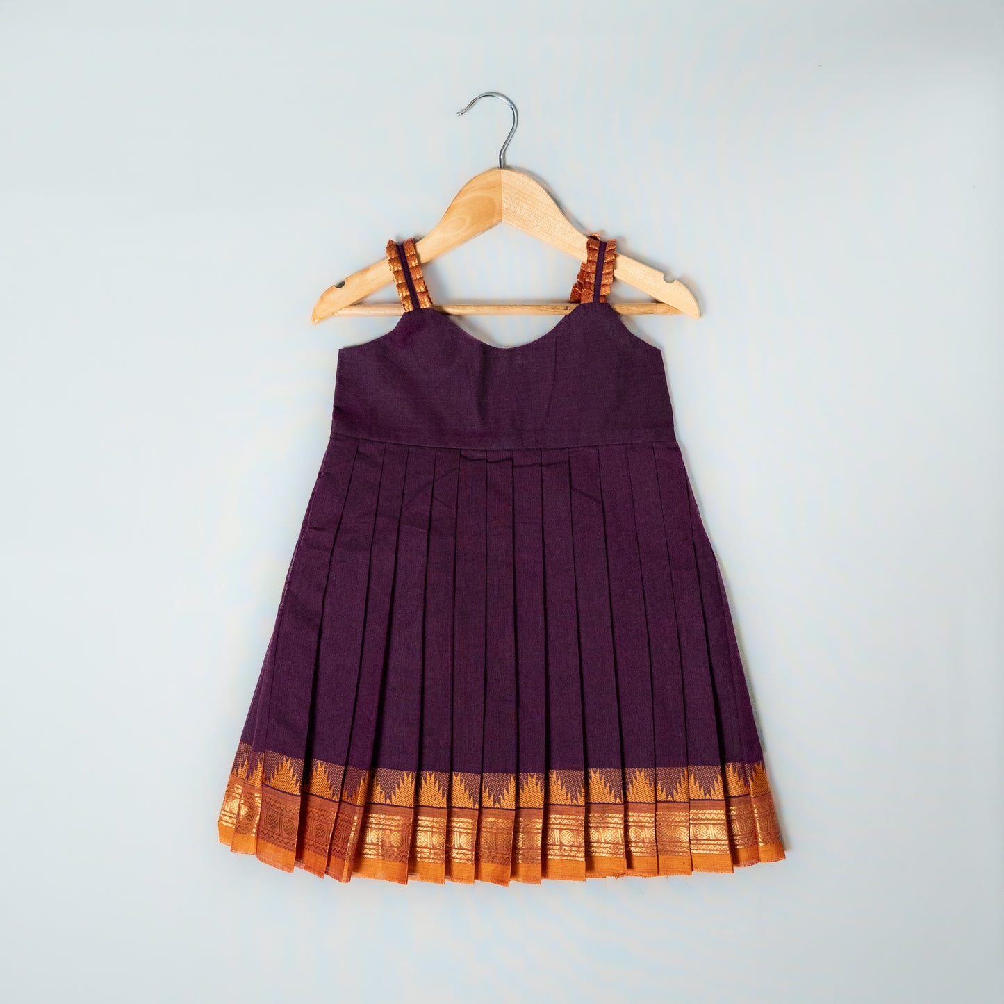 Purple And Mustard Kanchi Cotton Frock