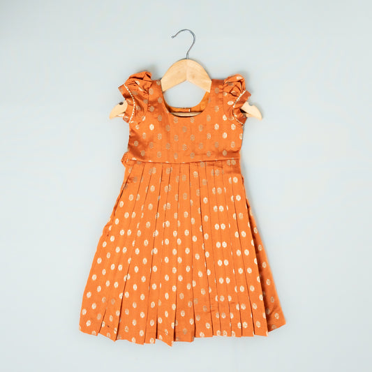 Orange Rawsilk Buttis Frock