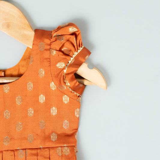 Orange Rawsilk Buttis Frock