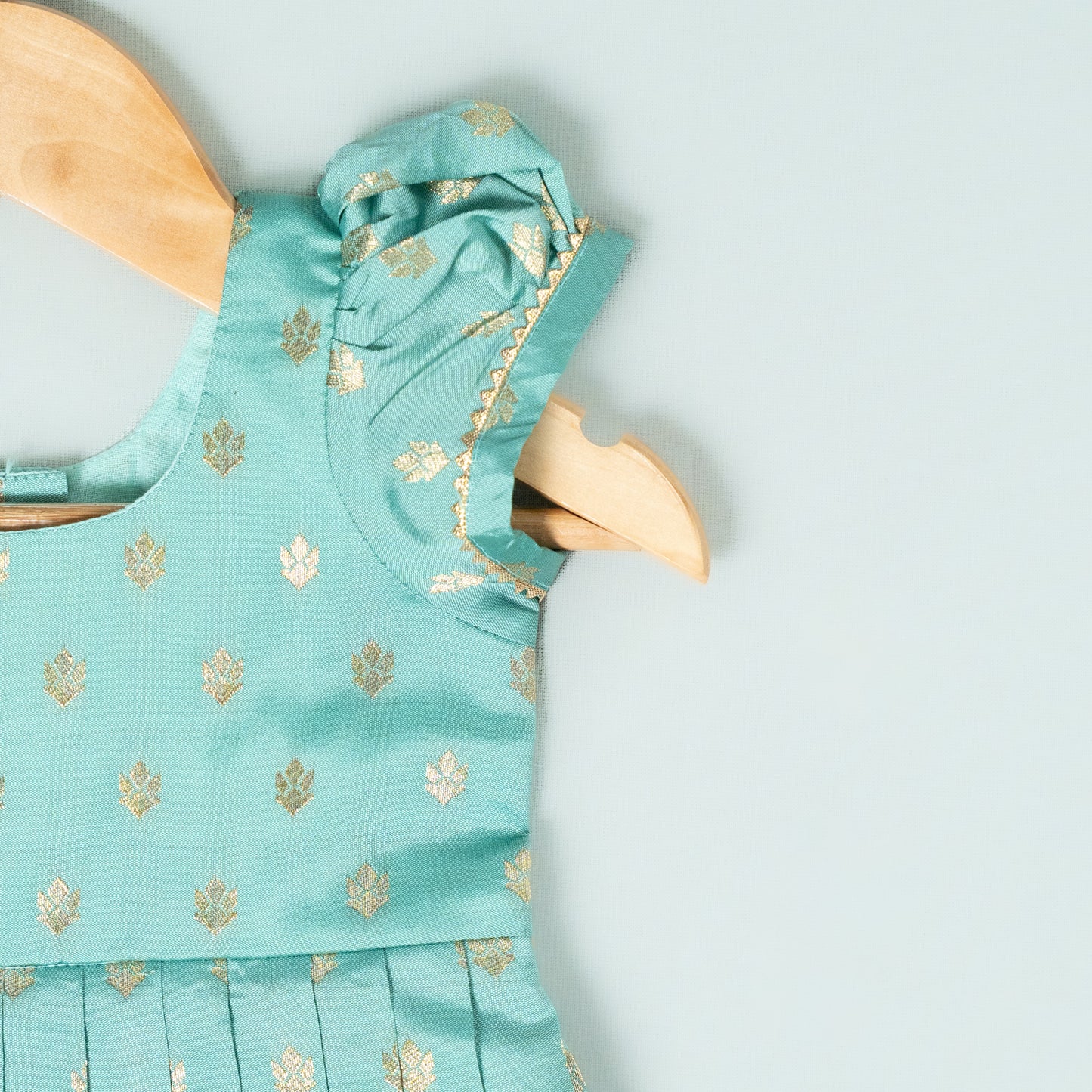 Sky Blue Rawsilk Buttis Frock