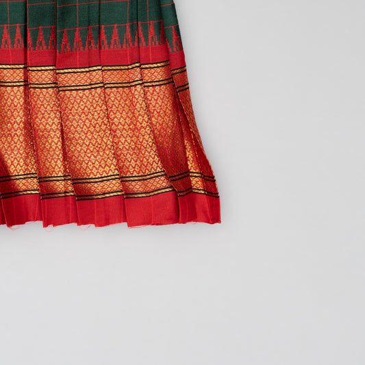 Green Checks Paithani frock