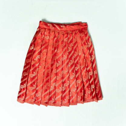 Red & White Leheriya Lehenga