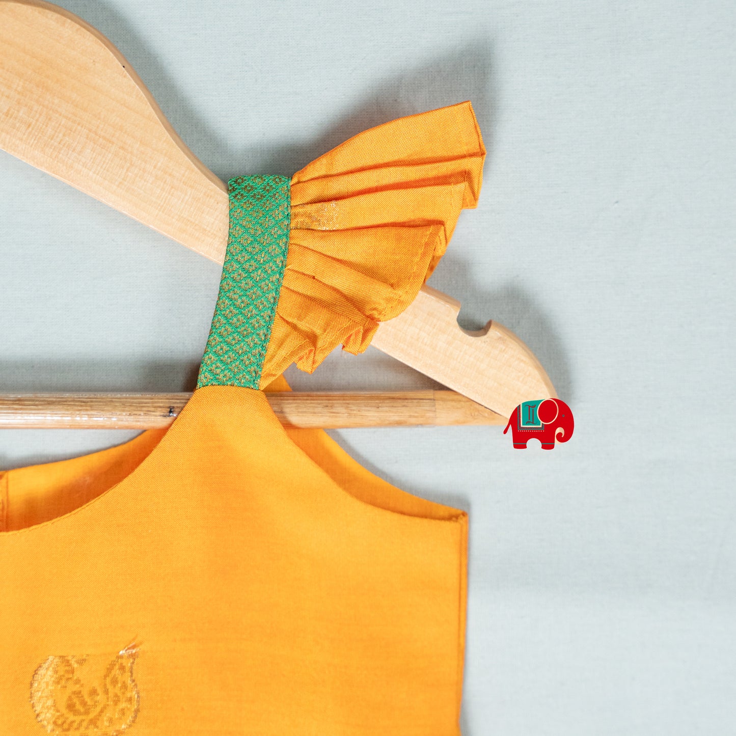 Yellow And Green Semi Paithani Frock