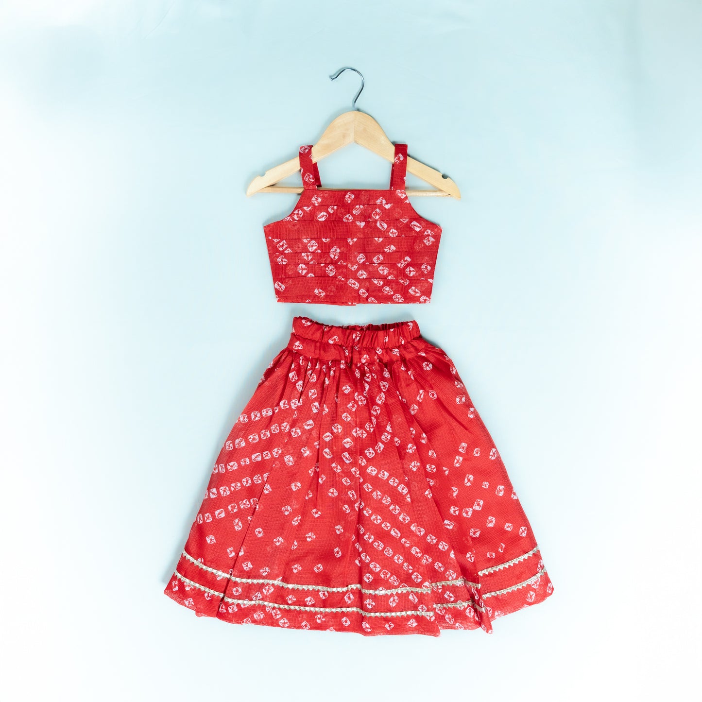 Red Kota Bandhani Lehenga