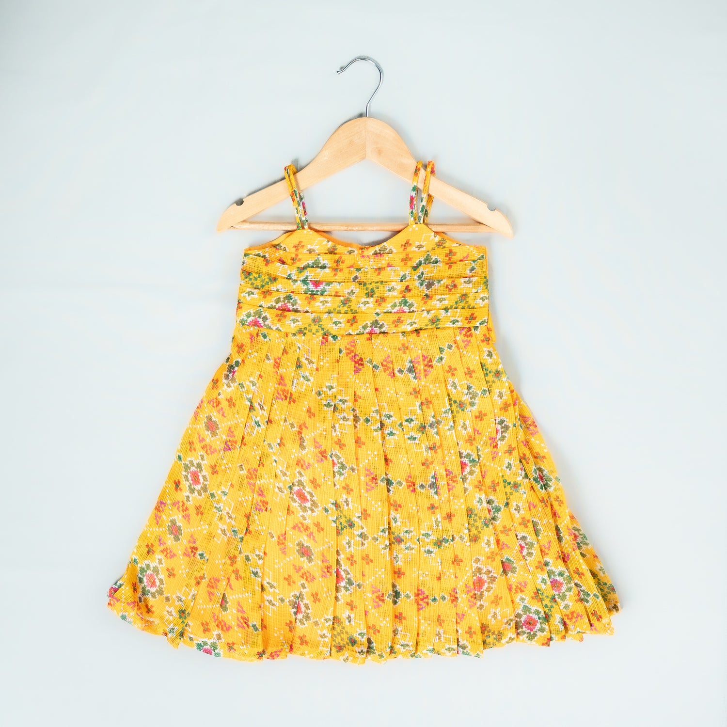 Green and Mustard Color Kalamkari print Frock – Tassel Tales