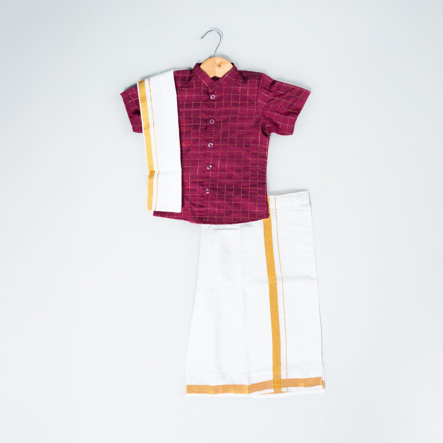 Wine Pink Veshti & Angavastram Set