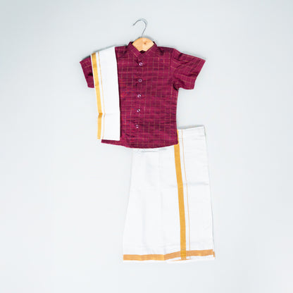 Wine Pink Veshti & Angavastram Set