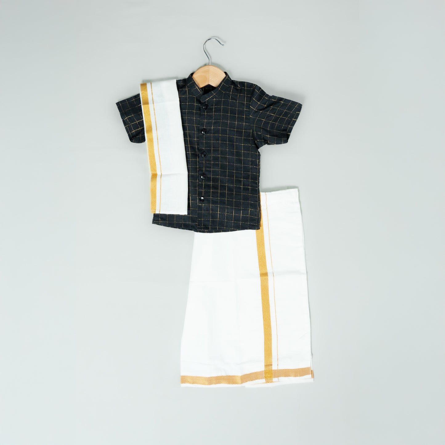 Black Veshti & Angavastram Set