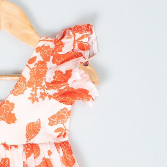 Orange Mul Cotton Frock