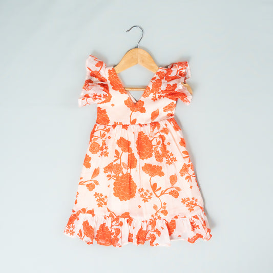 Orange Mul Cotton Frock