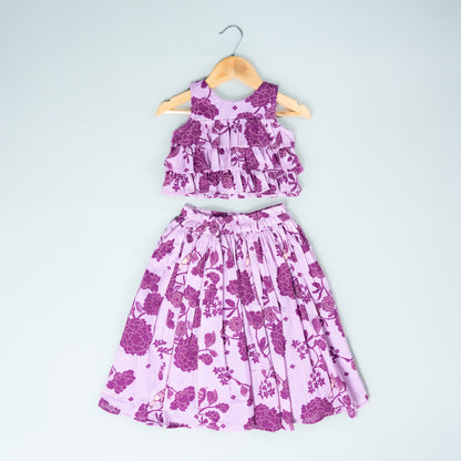 Festive Lavender Mul Cotton Lehenga