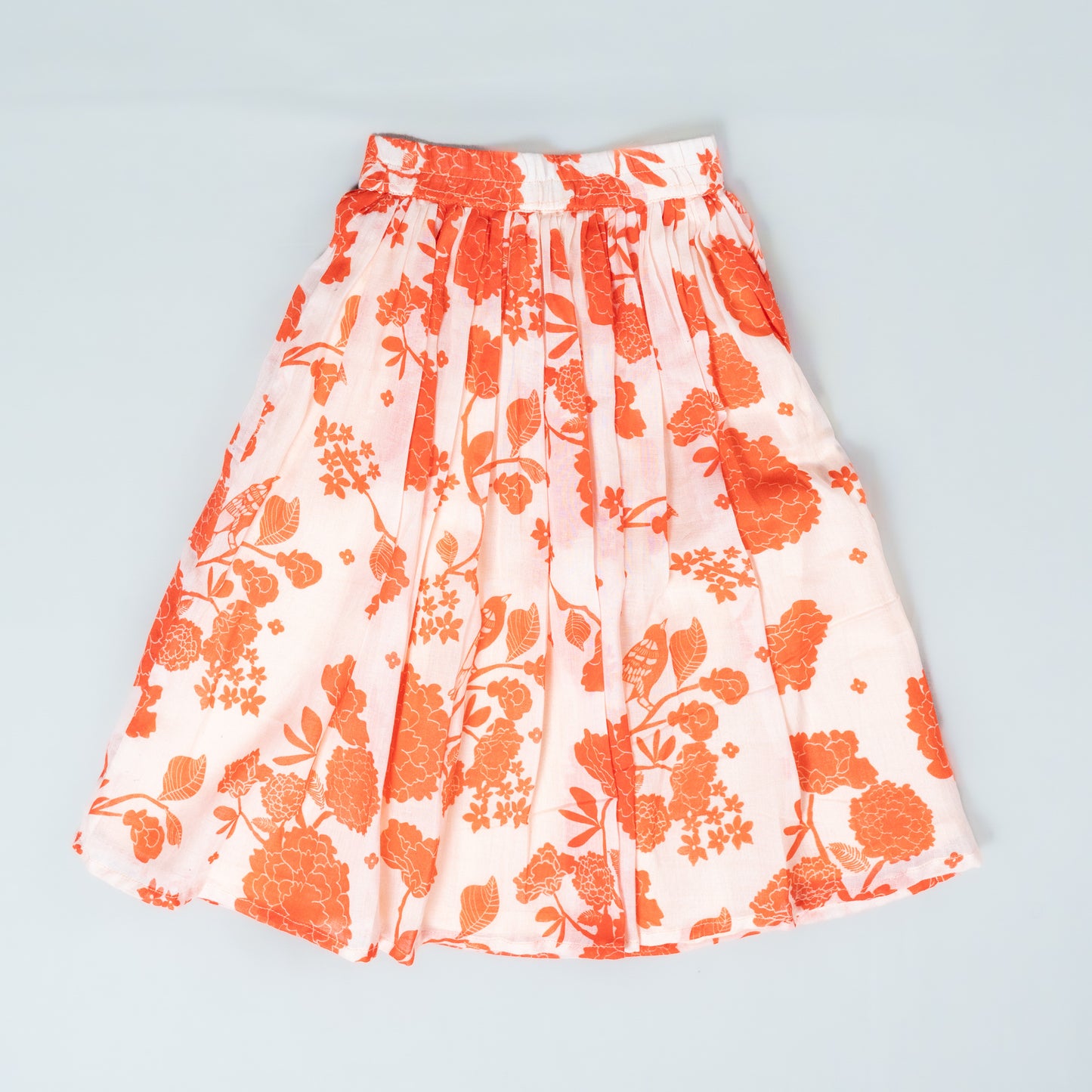 Festive Orange Mul Cotton Lehenga