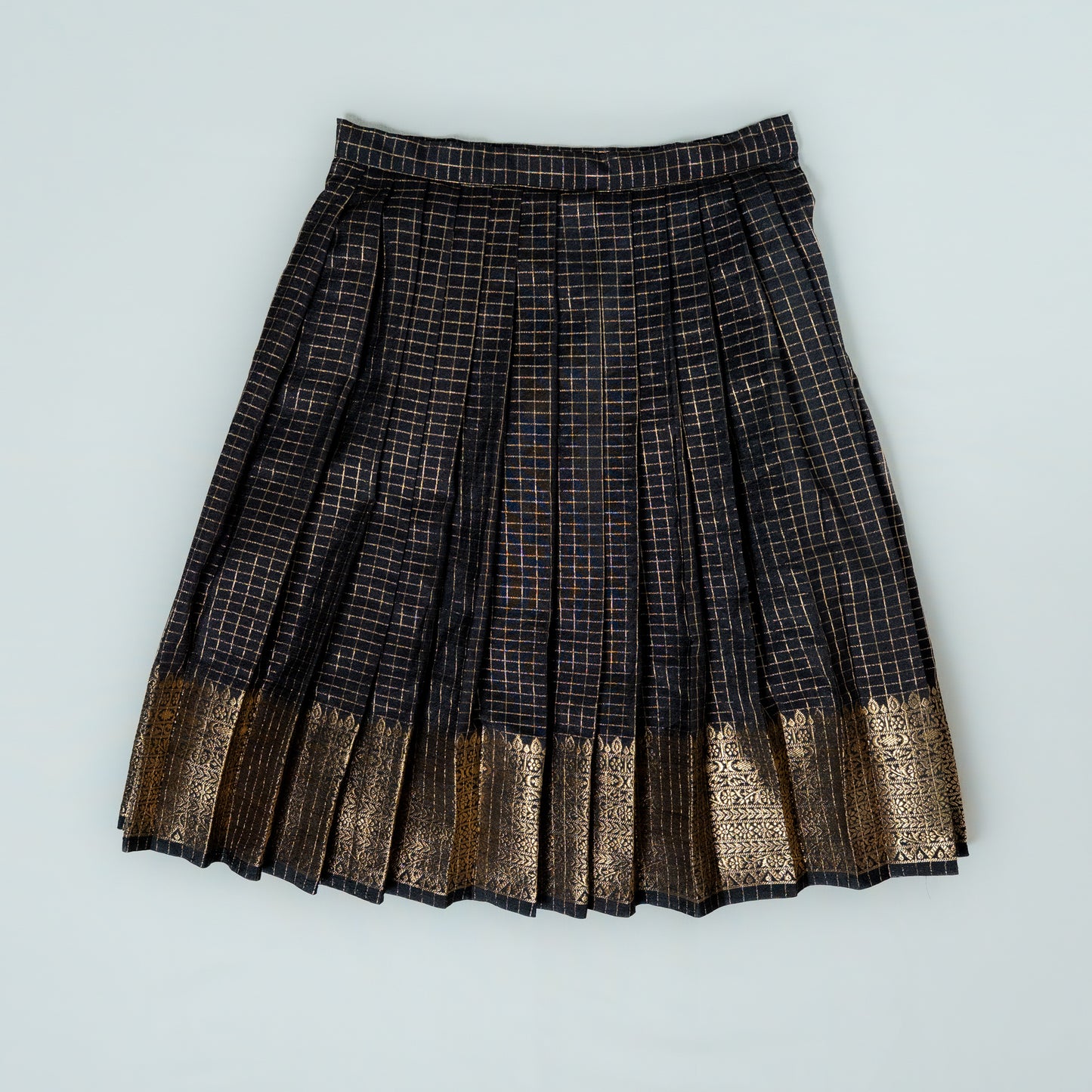 Black Traditional Check Pattern Lehenga