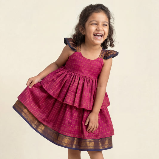 Pink Kalyani Checks Dress