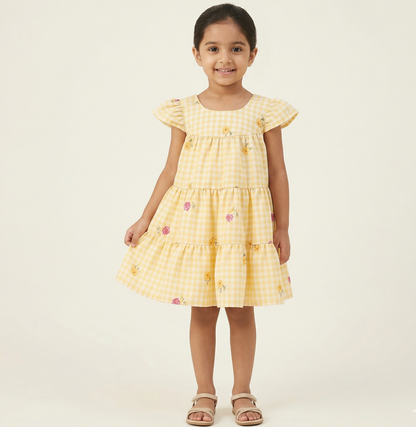 Yellow Mul Chanderi Frock