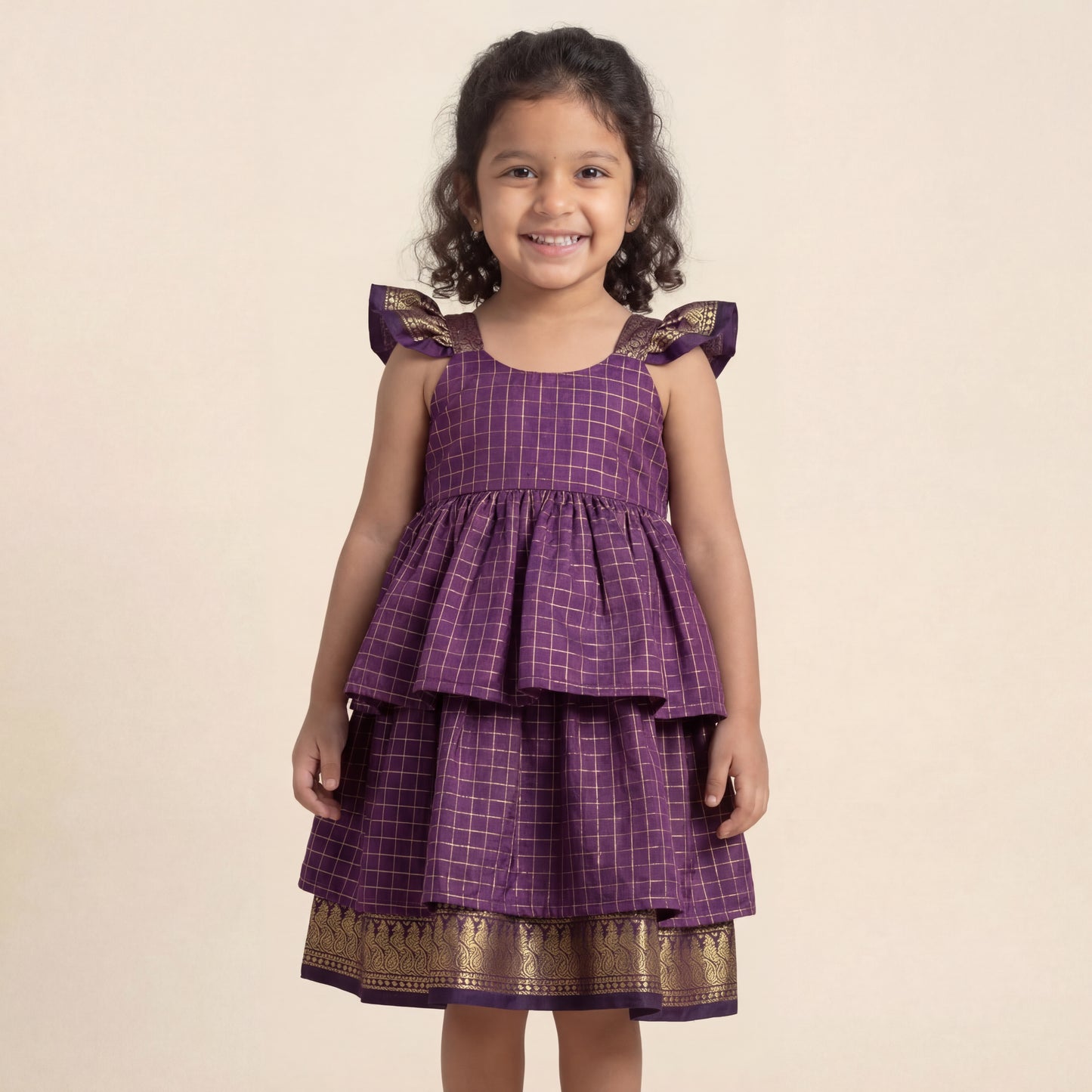 Royal Purple Kalyani Checks Dress